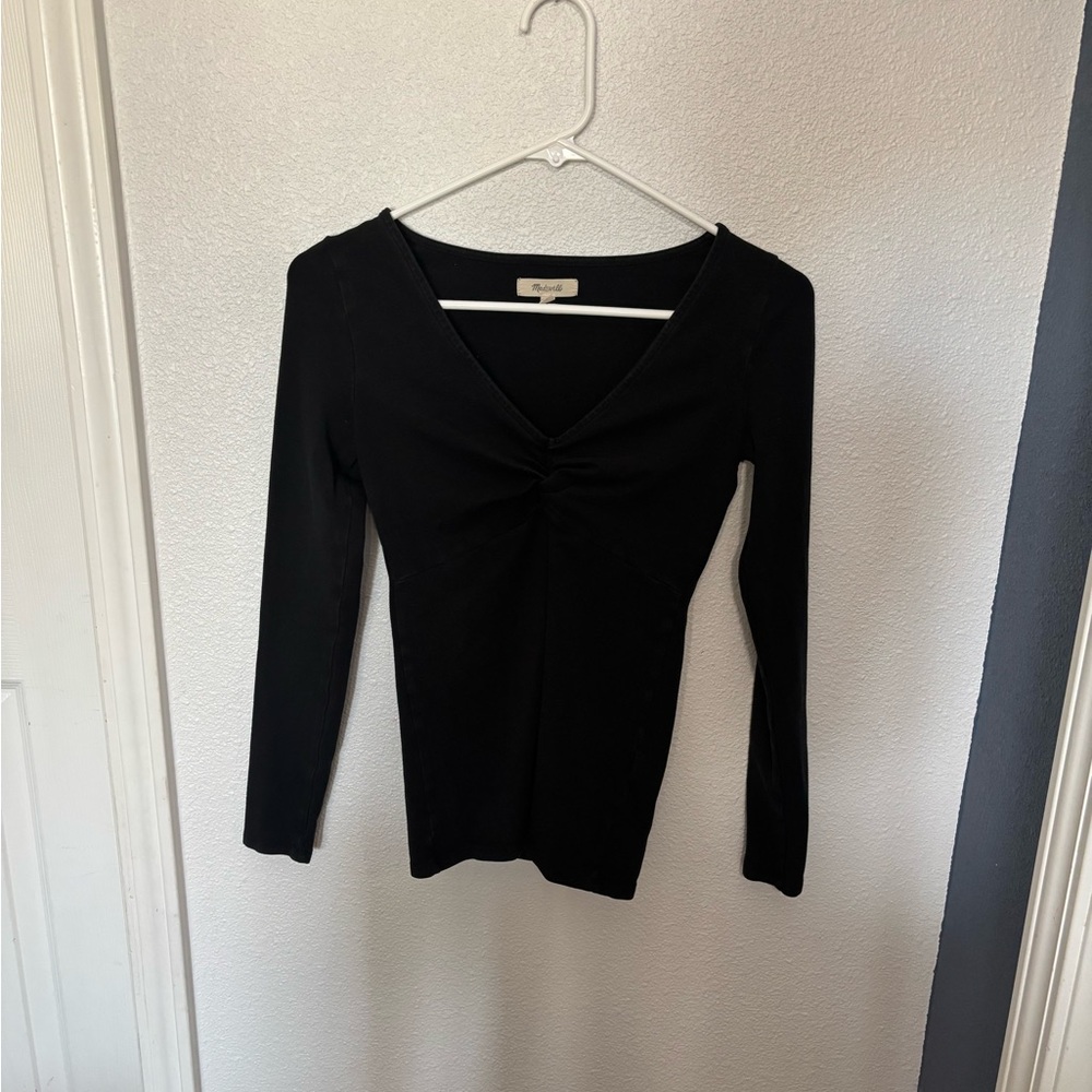 Madewell Black Long Sleeve V-Neck Top